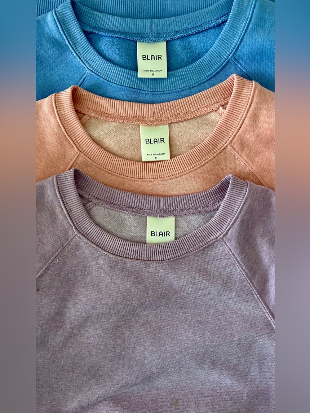 Blair Women's Crewneck Quarter Sleeve Sweaters  - S - Lavender, Peach & Sky Blue